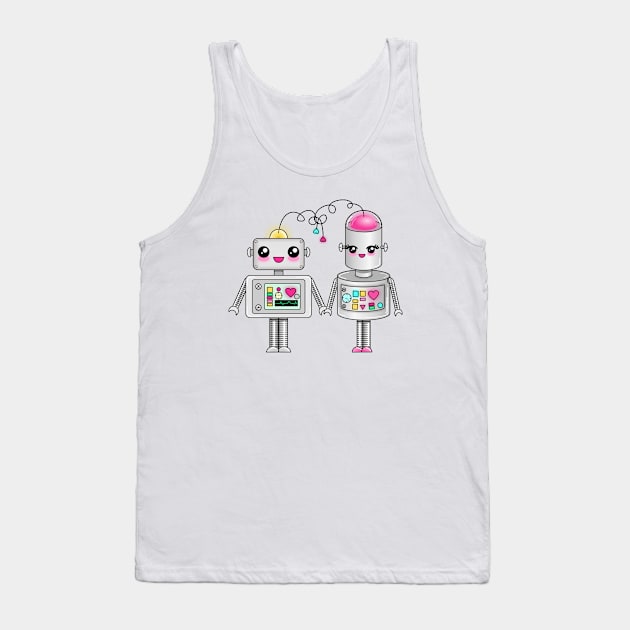 Cute robots in love Tank Top by Pendientera